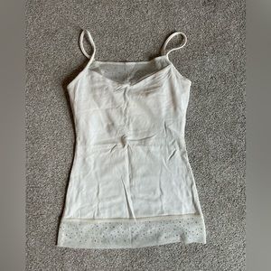 White Cami with Silver Beaded Accents
